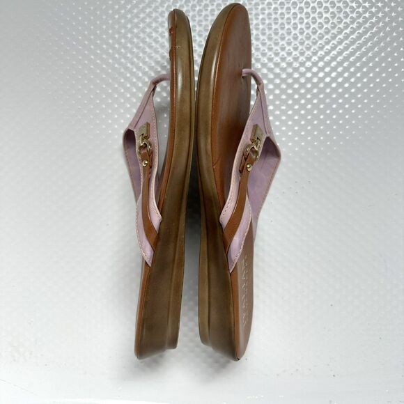 Italian Shoemakers Sandals Women’s Size 10 Brown Sole Pink Strap Slip On Thong - Picture 4 of 7
